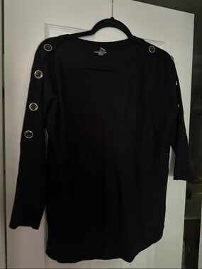 Cable & Gauge Black Button-Detail Pullover